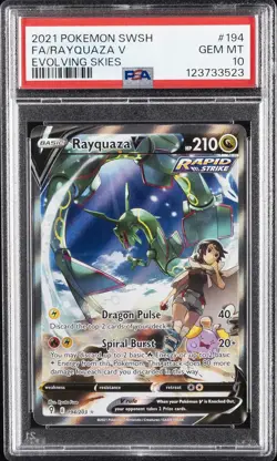 2021 POKEMON SWORD & SHIELD EVOLVING SKIES #194 FULL ART/RAYQUAZA V PSA 10 - Image 1