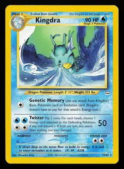 Kingdra 19/64 Rare Neo Revelation Pokemon Card - Image 1