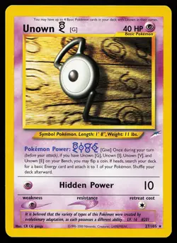 Unown [G] 27/105 Rare Neo Destiny Pokemon Card - Image 1