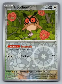Pokemon TCG SV: Prismatic Evolutions Hoothoot 077/131 Reverse Holo - Image 1
