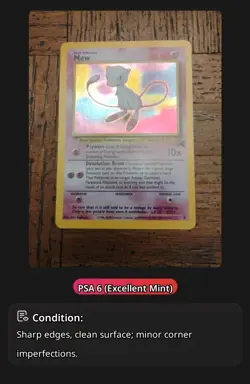 Pokemon TCG Mew Wotc Promo Holo Rare Basic Psychic est. PSA 6 #09/53 Sugimori - Image 1
