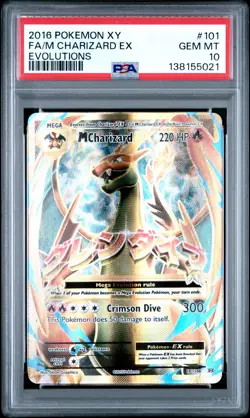 2016 POKEMON XY EVOLUTIONS #101 FULL ART/M CHARIZARD EX PSA 10 - Image 1