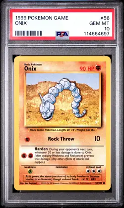 1999 POKEMON GAME #56 ONIX PSA 10 - Image 1