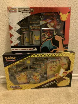 Pokemon TCG Pikachu VMAX Special Collection + Lances Charizard V Box Lot of 2! - Image 1
