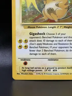 1999 POKEMON FOSSIL Raichu Holo #26 14/62 - Image 5