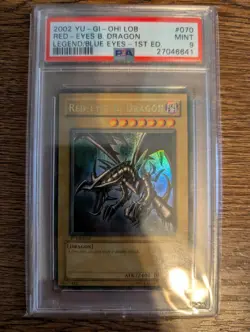 RED EYES B. DRAGON 2002 YUGIOH Legend Of Blue LOB-070 PSA 9 ENGLISH NA 1st Ed - Image 1