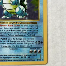 Blastoise Base Set 002/102 Shadowless Unlimited Edition Holo Card DAMAGED - Image 4