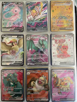 LOT 162 Pokemon Cards Holo Full Art Mew V Terapagos Ex Typhlosion Aerodactyl - Image 1