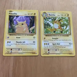 XY Evolutions Pokemon 2 Card Lot Non Holo Pikachu and Raichu - Image 1