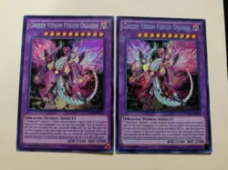 2x Greedy Venom Fusion Dragon FUEN-EN010 Secret Rare 1st Edition LP - Image 1