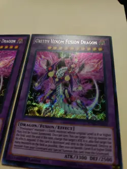 2x Greedy Venom Fusion Dragon FUEN-EN010 Secret Rare 1st Edition LP - Image 4