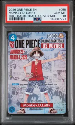 2026 ONE PIECE PROMOS COLLEGE BASKETBALL : US VOYAGE MONKEY D. LUFFY PSA 10 - Image 1