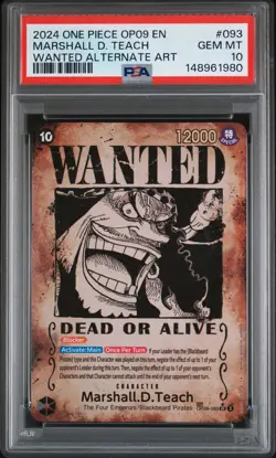 2024 ONE PIECE EMPERORS IN THE NEW WORLD WANTED ALT ART MARSHALL D. TEACH PSA 10 - Image 1
