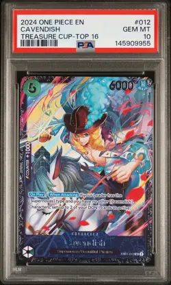 2024 ONE PIECE PROMOS TREASURE CUP-TOP 16 #012 CAVENDISH PSA 10 - Image 1