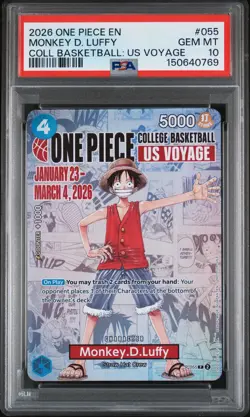 2026 ONE PIECE PROMOS COLLEGE BASKETBALL : US VOYAGE MONKEY D. LUFFY PSA 10 - Image 1