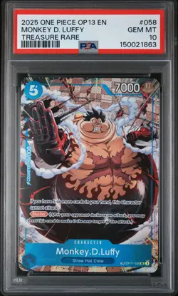 2025 ONE PIECE OP13-CARRYING ON HIS WILL TREASURE RARE MONKEY D. LUFFY PSA 10 - Image 1