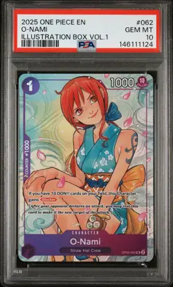 2025 ONE PIECE PROMOS ILLUSTRATION BOX VOL.1 #062 O-NAMI PSA 10 - Image 1