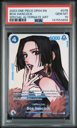 2023 ONE PIECE OP04-KINGDOMS OF INTRIGUE ALTERNATE ART #078 BOA HANCOCK PSA 10 - Image 1