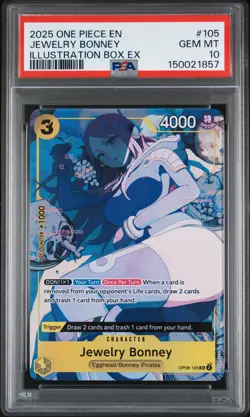 2025 ONE PIECE PROMOS ILLUSTRATION BOX EX #105 JEWELRY BONNEY PSA 10 - Image 1