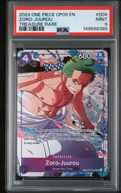 2024 ONE PIECE OP09-EMPERORS IN THE NEW WORLD TREASURE RARE ZORO-JUUROU PSA 9 - Image 1