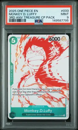 2025 ONE PIECE 3RD ANNIVERSARY! TREASURE CAMPAIGN #033 MONKEY D. LUFFY PSA 9 - Image 1