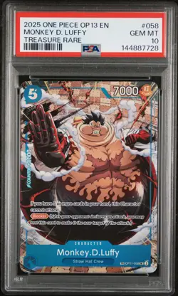 2025 ONE PIECE OP13-CARRYING ON HIS WILL TREASURE RARE MONKEY D. LUFFY PSA 10 - Image 1