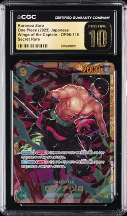 2023 ONE PIECE JPN WINGS OF THE CAPTAIN SUPER RARE RORONOA ZORO CGC 10 PRISTINE - Image 1