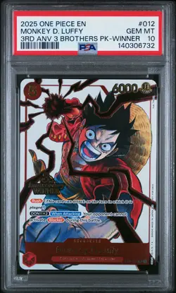 2025 ONE PIECE 3RD ANV TOURNAMENT 3 BROTHERS PACK WINNER MONKEY D. LUFFY PSA 10 - Image 1