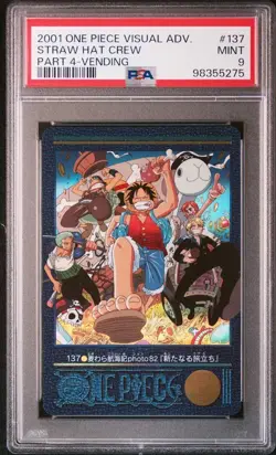 PSA 9 One Piece Visual Adventure Carddass Prism No.137 Straw Hat Crew 2001 - Image 2