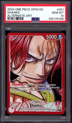 2024 One Piece OP09 Alternate Art Shanks #001 PSA 10 GEM MINT - Image 1