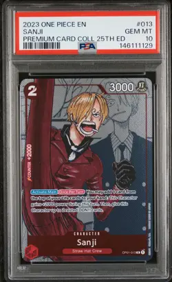 2023 ONE PIECE BANDAI PREMIUM CARD COLLECTION 25TH EDITION #013 SANJI PSA 10 - Image 1