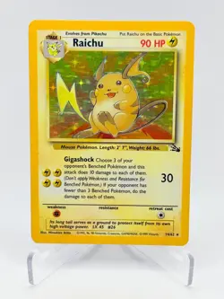 Pokemon TCG Raichu Fossil Holo Card 14/62 Unlimited Rare LP - Image 1
