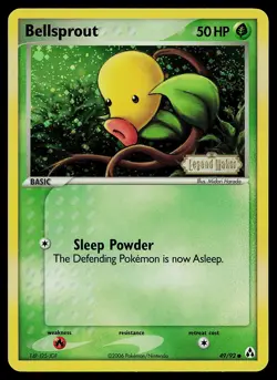 Pokemon Card - Bellsprout Legend Maker 49/92 Common Reverse Holo STAMPED SWIRL - Image 1