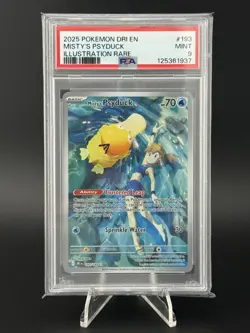 Pokemon TCG Misty's Psyduck Illustration Card 193/182, Destined Rivals, PSA 9 - Image 1