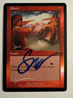 Magic The Gathering - 1x Signed Foil Shock (mtg) 7th edition - Image 1