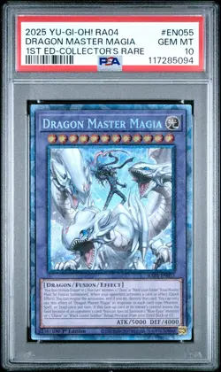 2025 YU-GI-OH! RA04-QUARTER CENTURY STAMPEDE #EN055 DRAGON MASTER MAGIA PSA 10 - Image 1