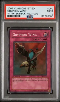 2003 YU-GI-OH! STARTER DECK: PEGASUS 1ST EDITION #050 GRYPHON WING PSA 9 - Image 1