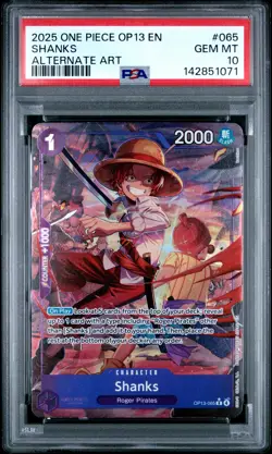 2025 ONE PIECE OP13-CARRYING ON HIS WILL ALTERNATE ART #065 SHANKS PSA 10 - Image 1