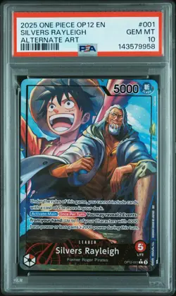 2025 ONE PIECE OP12-LEGACY OF THE MASTER ALTERNATE ART SILVERS RAYLEIGH PSA 10 - Image 1
