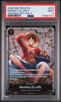 2026 ONE PIECE PROMOS TIN PACK SET VOL.2 #075 MONKEY D. LUFFY PSA 9 - Image 1