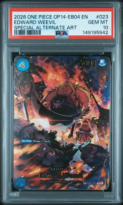 2026 ONE PIECE THE AZURE SEA'S SEVEN SPECIAL ALT ART #023 EDWARD WEEVIL PSA 10 - Image 1