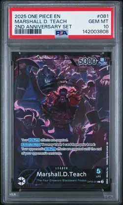 2025 ONE PIECE ENGLISH VERSION 2ND ANNIVERSARY SET #081 MARSHALL D. TEACH PSA 10 - Image 1