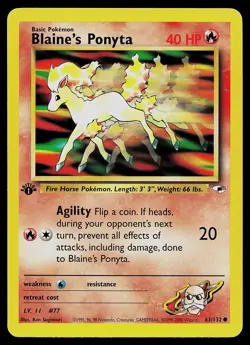 Pokemon Card - Blaine's Ponyta Gym Heroes 63/132 Common 1st Edition - Image 1