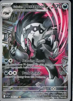 Pokemon Galarian Obstagoon 245/217 ASC EN: Rare Hero Stage 2 Card English - Image 1