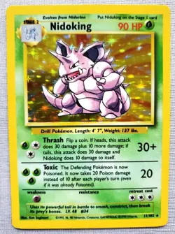 Pokemon TCG NIDOKING #11 11/102 Base Set Holo Rare VTG WOTC 1999 Card Game - Image 1