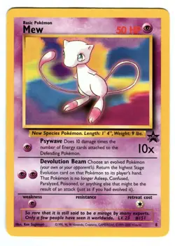 Vintage 2000 Pokemon MEW Wizards BLACK STAR Promo POKEMON LEAGUE Card #8! - Image 1