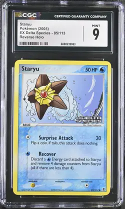 CGC 9 MINT Staryu 2005 EX Delta Species 85/113 Reverse Holo Stamped Pokemon Card - Image 1