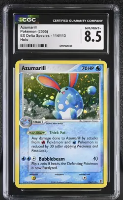 CGC 8.5 Azumarill 2005 EX Delta Species 114/113 Holo Pokemon Card - Image 1