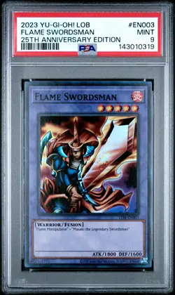 2023 YU-GI-OH! LOB 25TH ANNIVERSARY EDITION #EN003 FLAME SWORDSMAN PSA 9 - Image 1