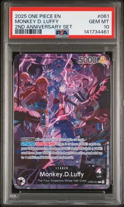 2025 ONE PIECE ENGLISH VERSION 2ND ANNIVERSARY SET #061 MONKEY D. LUFFY PSA 10 - Image 1